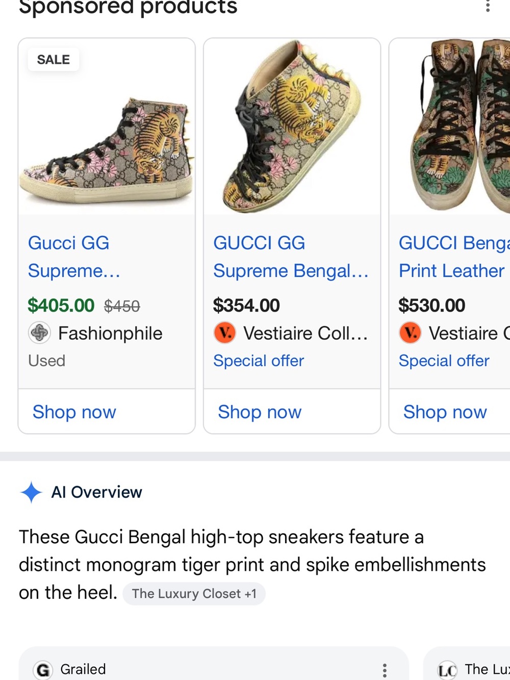 Gucci Beige GG Supreme High-Top Sneaker with Pink Floral & Tiger Motif - Picture 10 of 10